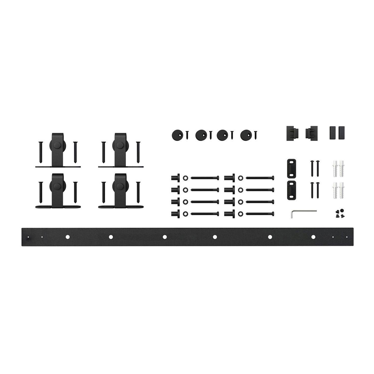 Black Solid Steel Mini Sliding Rolling Barn Door Hardware Kit N5246