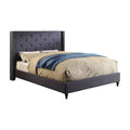 Blue Fabric and Wood Wingback California King Bed N5261