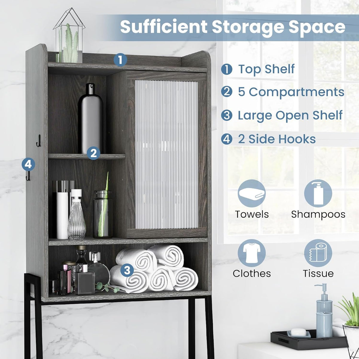 Over The Toilet Storage Cabinet with Sliding Door U32119