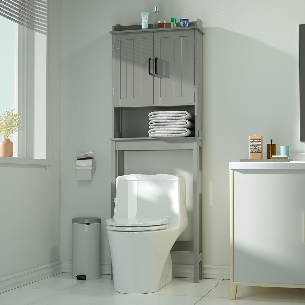 Grey Over The Toilet Storage Cabinet with Adjustable Shelf E40507