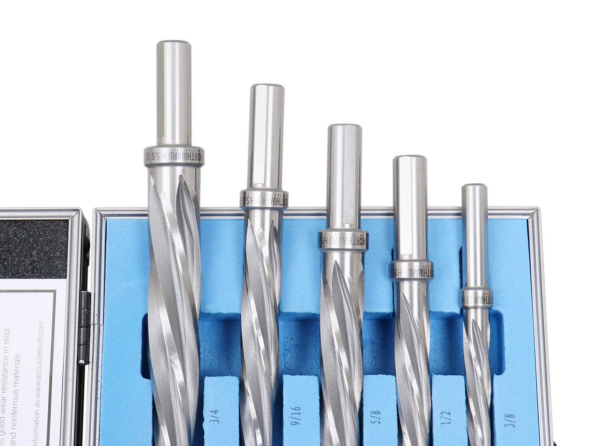 5 Pc H.S.S. Spiral Flute Car Reamer Set with Aluminum Case E61871