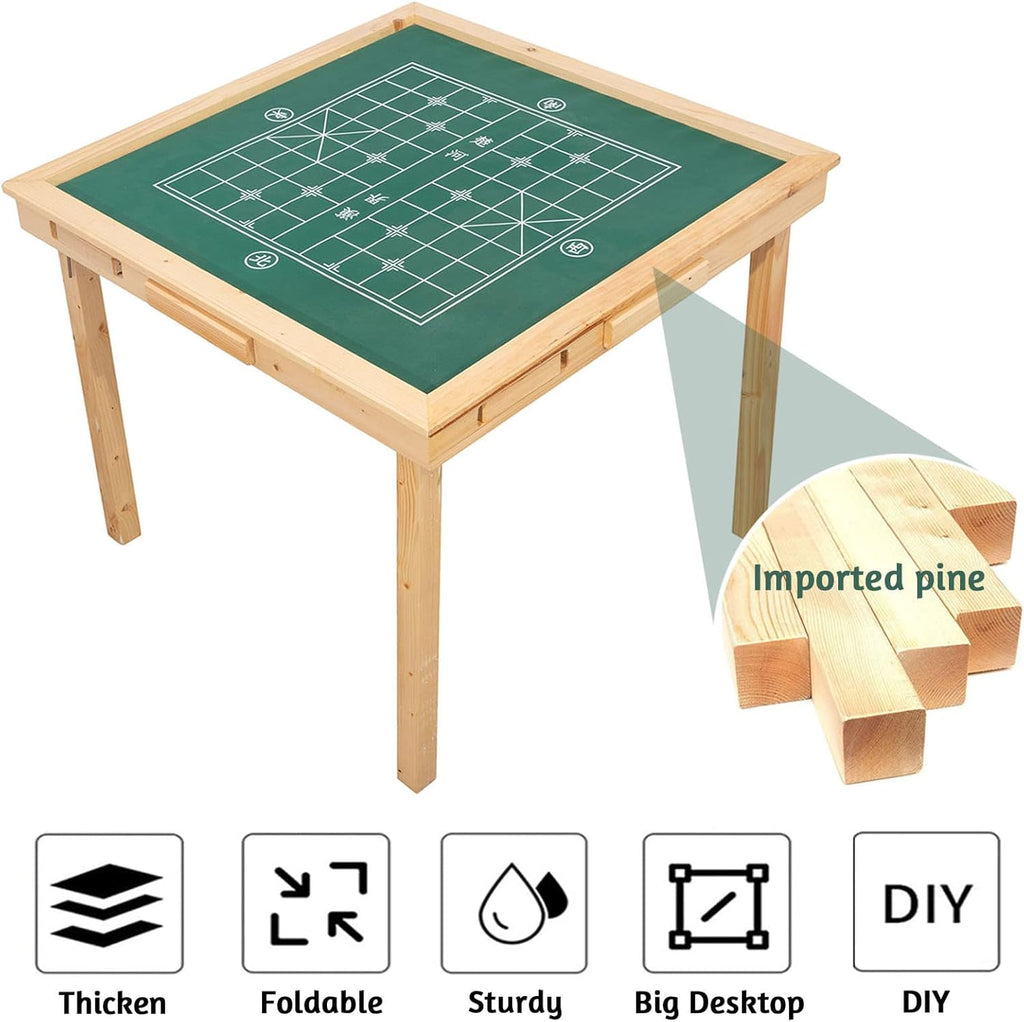 Folding Card Table with Plush Top and 4 Drawer G981