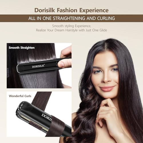 Nano Titanium Flat Iron Hair Straightener and Curler 2 in 1, 1 Inch Hair Iron Dual Voltage S238334