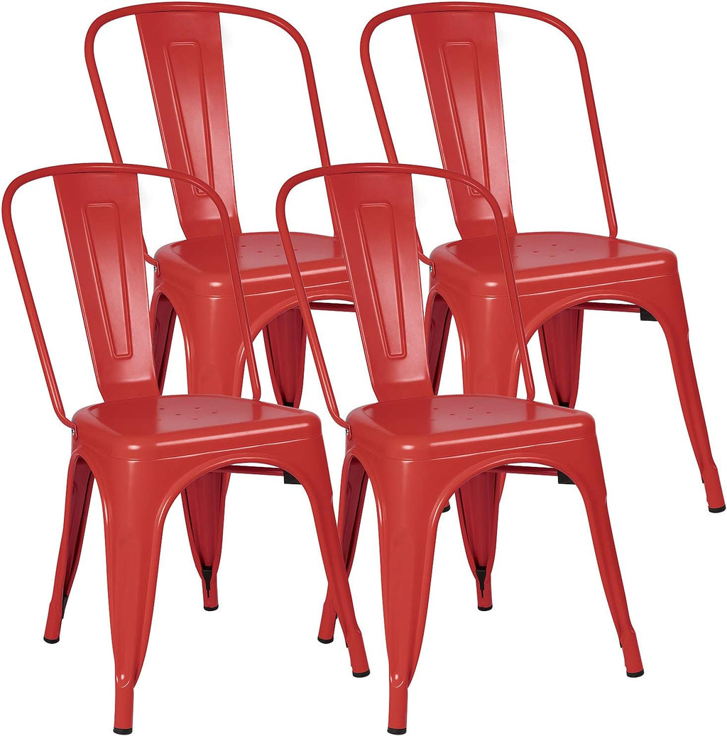 Grey Metal Stackable Dining Chairs Set of 4 D77196