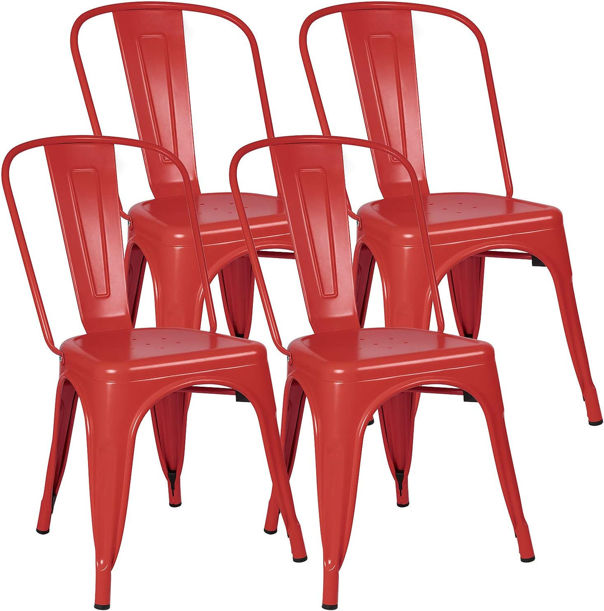 Grey Metal Stackable Dining Chairs Set of 4 D77196