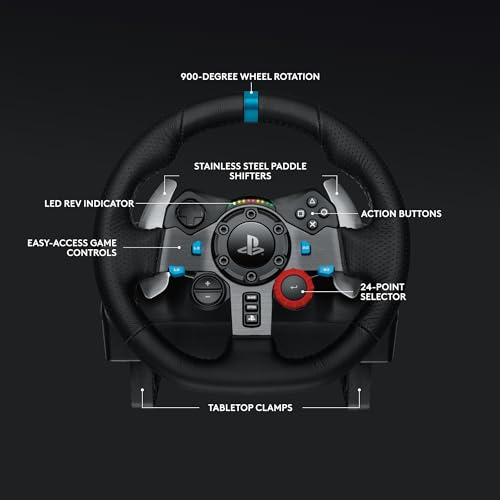 G29 Driving Force Racing Wheel and Pedals with Force Feedback and Real Leather, ASTRO A10 Gen 2 Wired Headset - Black K263148