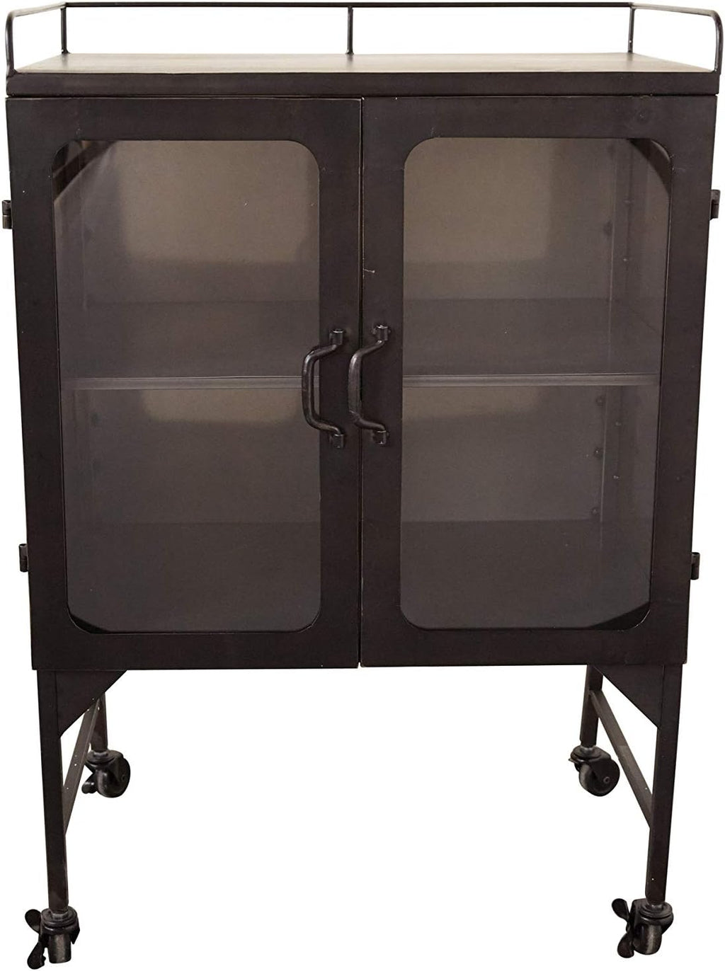 Metal Cabinet with Caster Wheels & Glass Doors U581