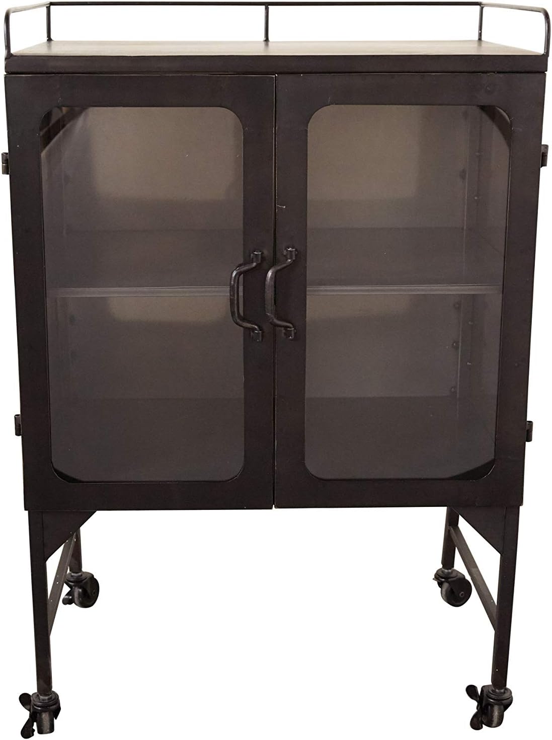 Metal Cabinet with Caster Wheels & Glass Doors U581