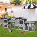 Rabbit Hutch Chicken Coop Bunny Cage Duck House with Run Waterproof Roof Plastic Tray L115