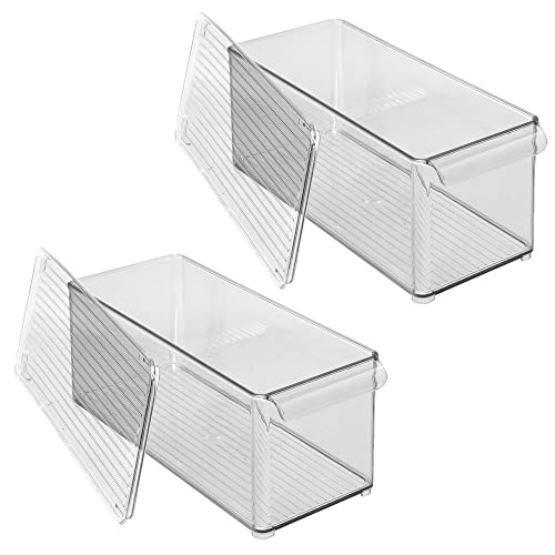 Clear Plastic 2 Pack Food Storage Container Bin with Lid E9224