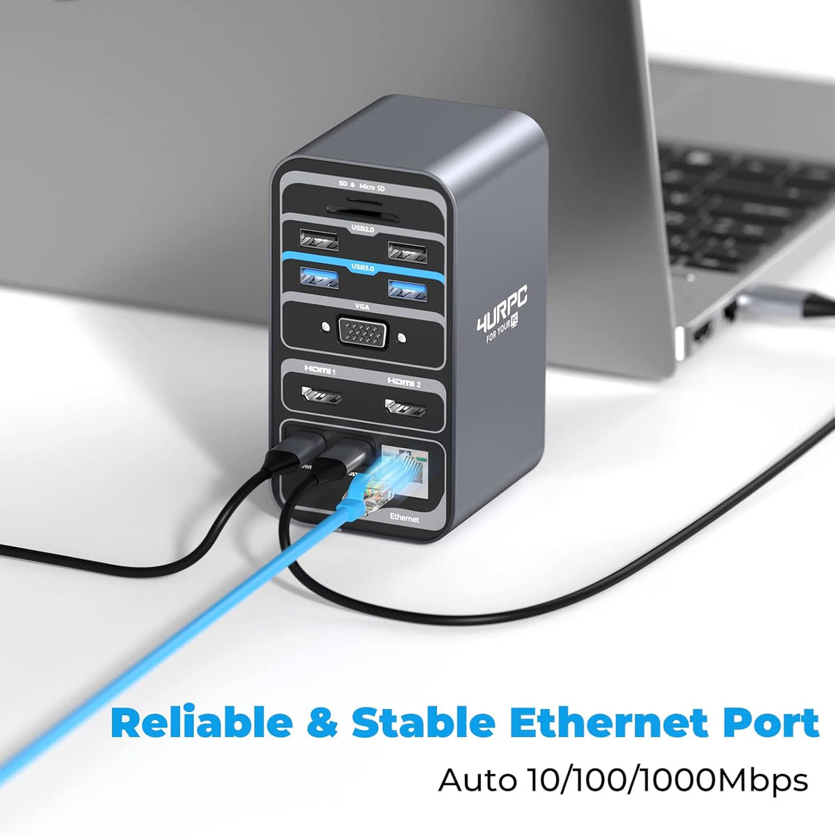 15-in-1 USB C Docking Station with Dual HDMI, VGA, USB, RJ45 F935