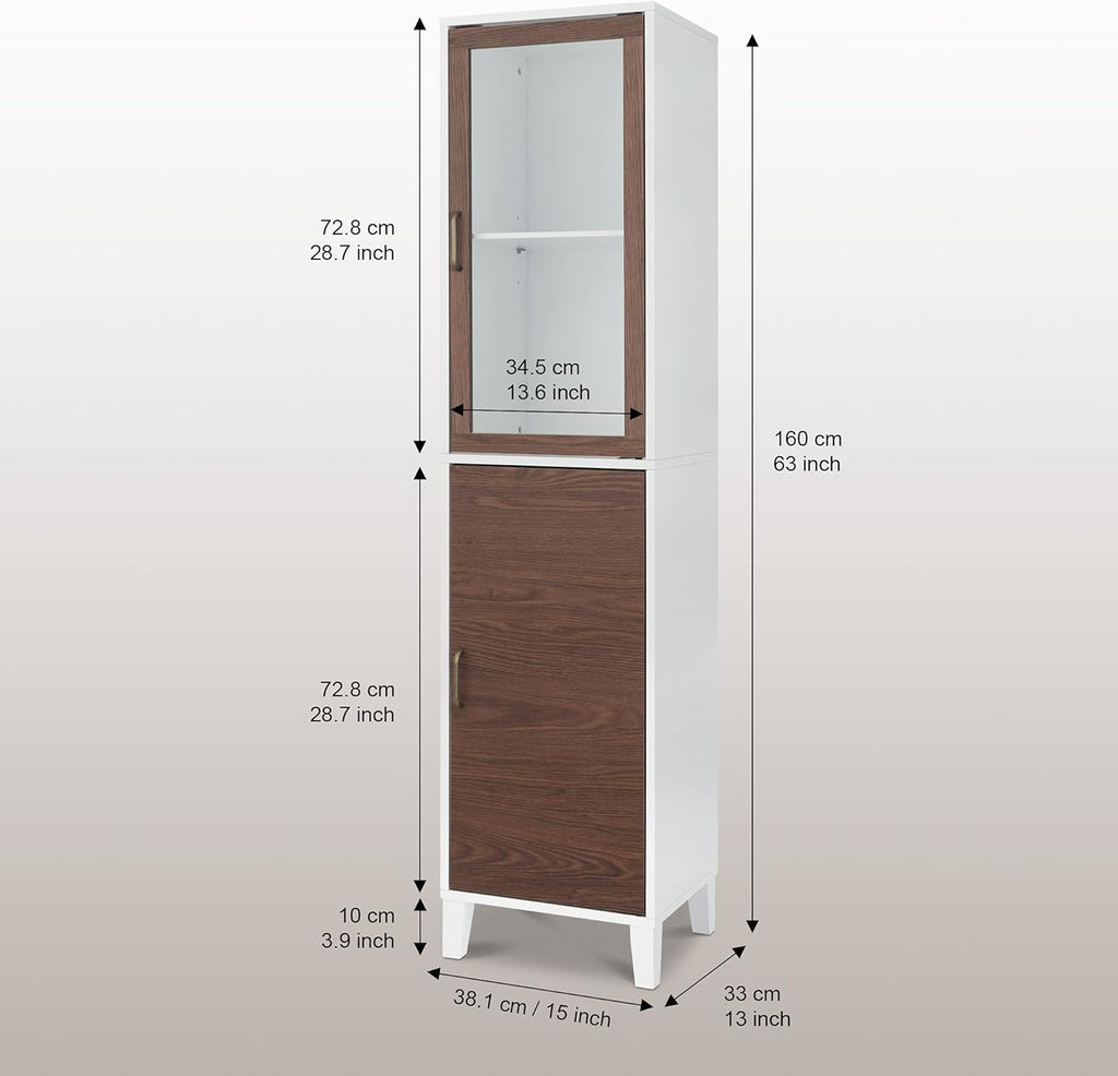 White Wood Bathroom Linen Cabinet W761