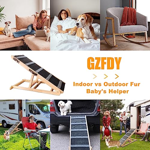 Adjustable Wooden Pet Ramp for Bed, 200Lbs Capacity E1039