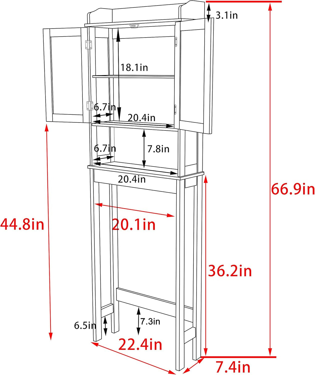 Grey Over The Toilet Storage Cabinet with Adjustable Shelf E40507