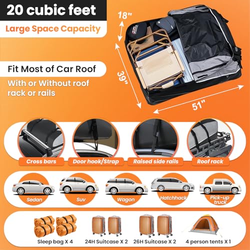 20 Cubic Waterproof Car Roof Bag with Strap L891
