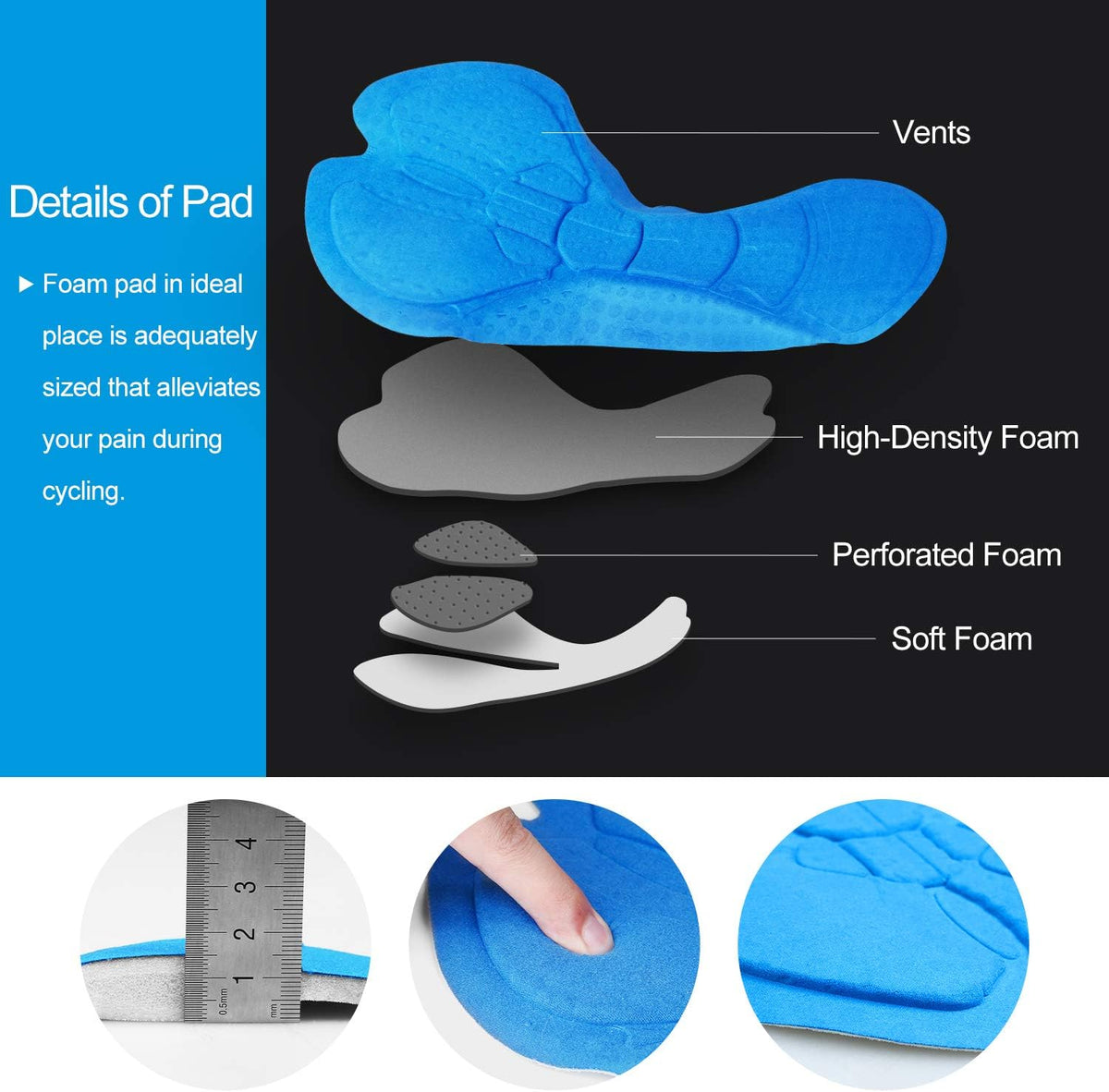 3D Padded Blue Cycling Shorts K61838