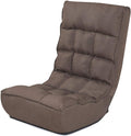 Brown Floor Chair Sleeper 4-Position Adjustable Angle Folding Lazy Sofa Cushioned Couch Lounger R887