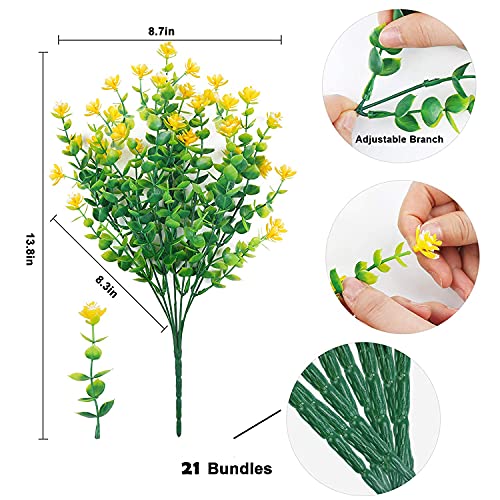 21 Bundles Outdoor Faux Plants UV Resistant Plastic Artificial Flowers G5976