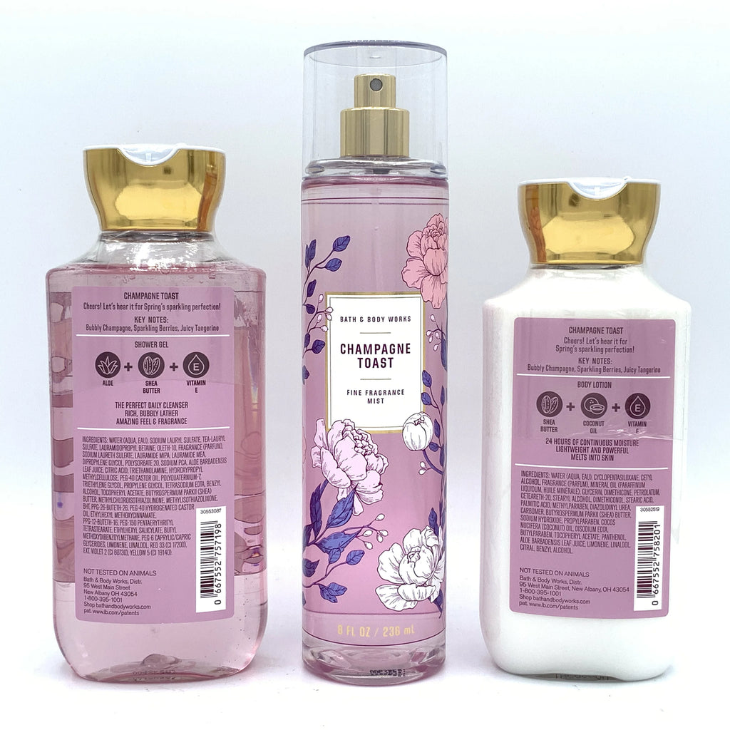 Champagne Toast Shower Gel, Fine Fragrance Mist and Body Lotion 3-Piece Bundle Y82109