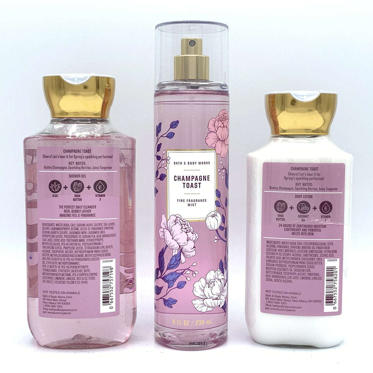Champagne Toast Shower Gel, Fine Fragrance Mist and Body Lotion 3-Piece Bundle Y82109