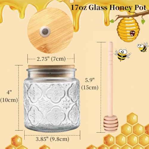 Airtight Glass Honey Jar with Wooden Lid, 17oz M7528