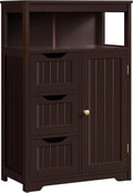 Espresso Wood Bathroom Floor Cabinet with 3 Drawers V9604