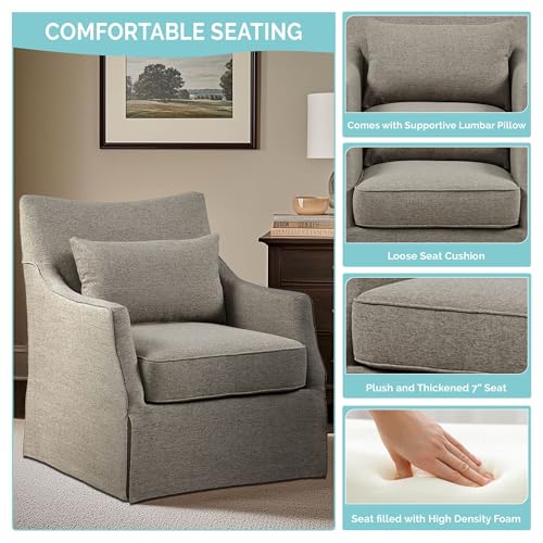 Beige Swivel Accent Armchair with Lumbar Pillow L850092