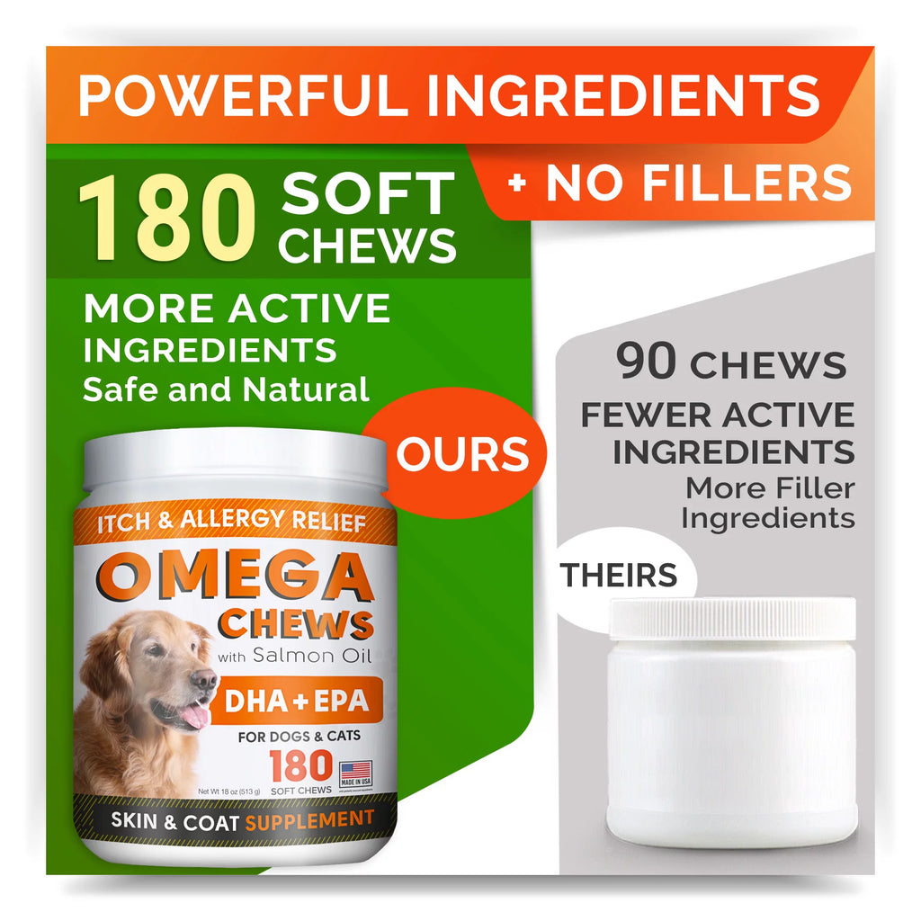 180 Chews Fish Oil Omega 3 Dog Treats L358