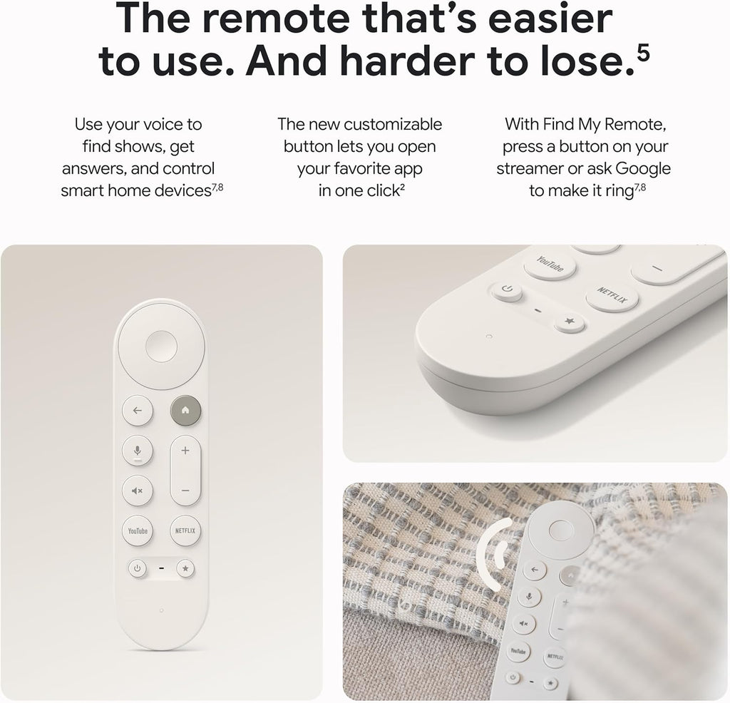 Porcelain 4K Google TV Streamer with Voice Search Remote J4217