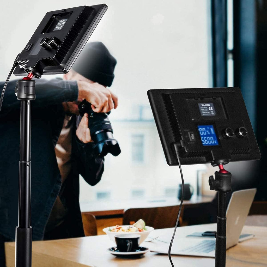 Dimmable Bi-Color LED Video Light with LCD Screen and 28 Extend Stand H8420