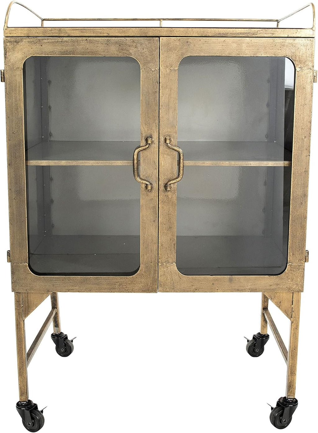 Metal Cabinet with Caster Wheels & Glass Doors U581