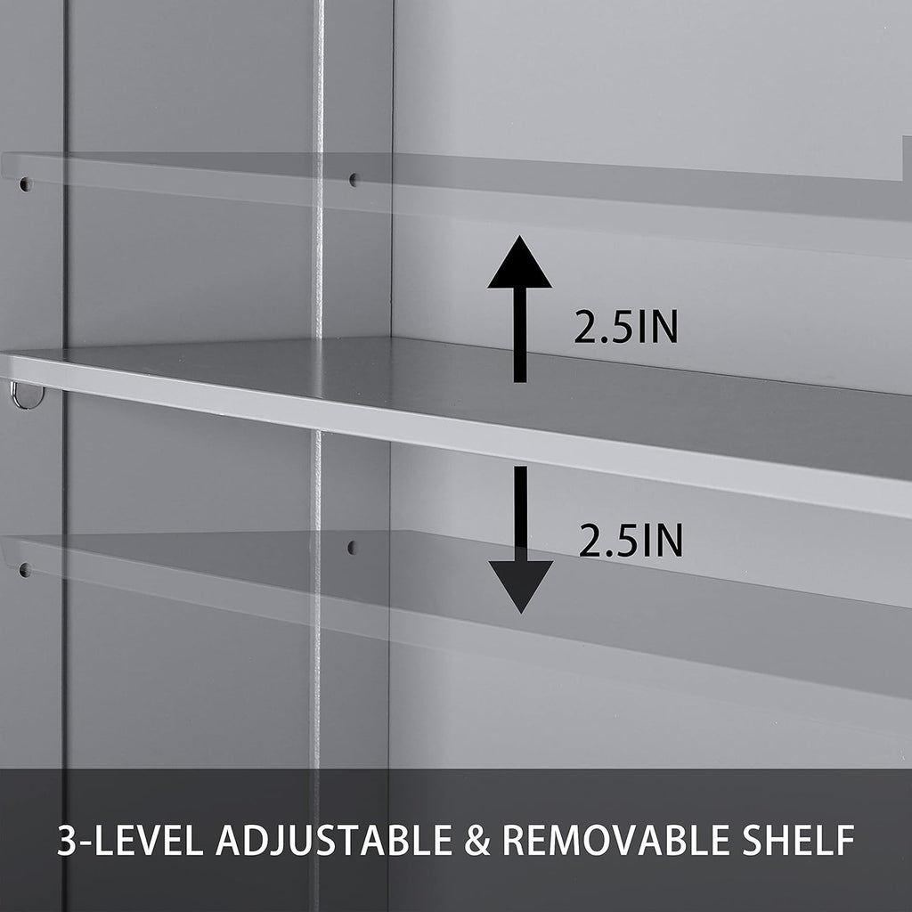 Grey Over The Toilet Storage Cabinet with Adjustable Shelf E40507