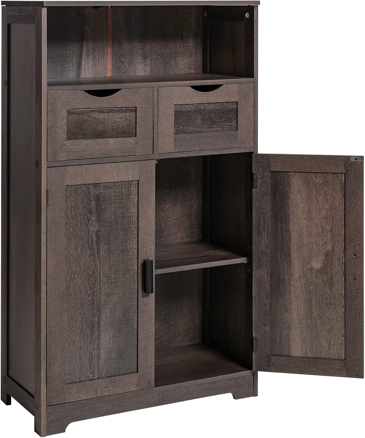 Large Storage Cabinet with 2 Adjustable Drawers & 2 Shelves, Dark Brown Q582891