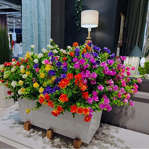21 Bundles Outdoor Faux Plants UV Resistant Plastic Artificial Flowers G5976