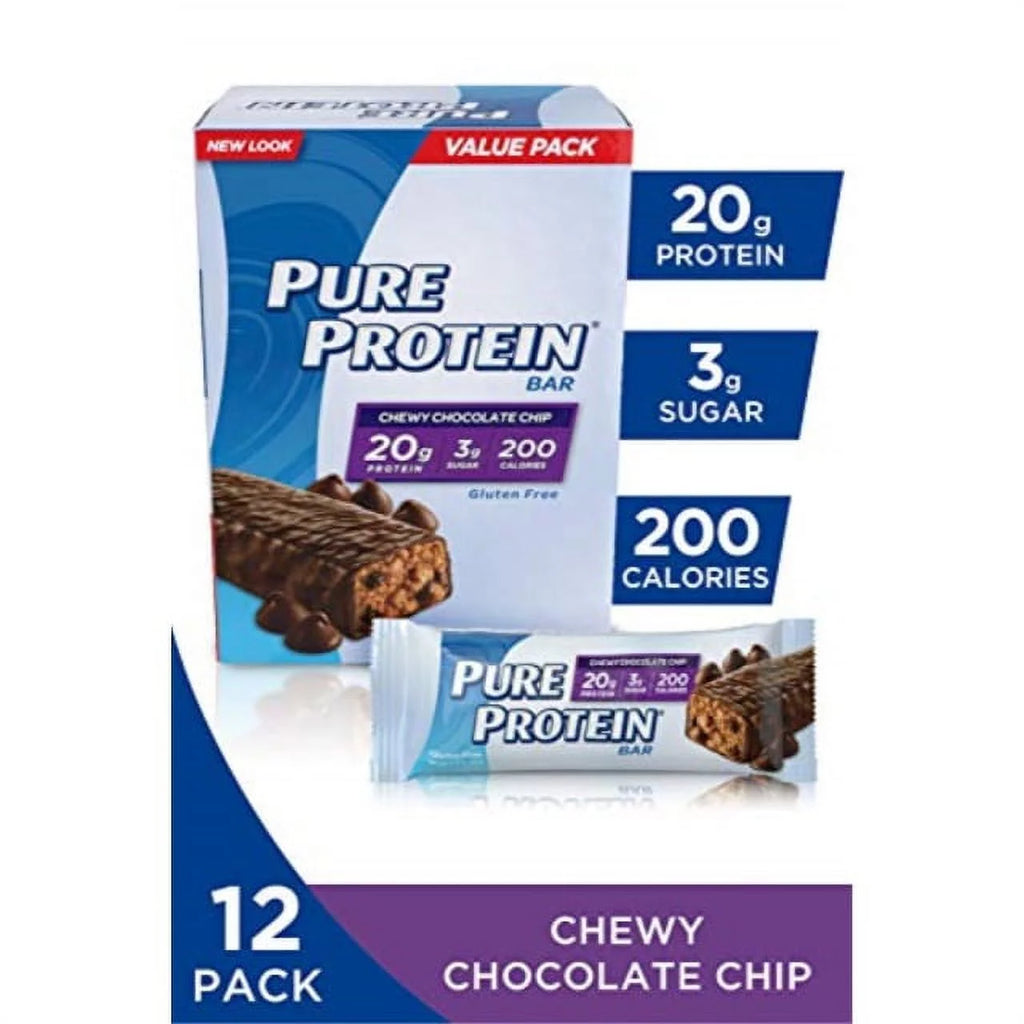 Chewy Chocolate Chip Protein Bars, 1.76oz, 12 Pack H724