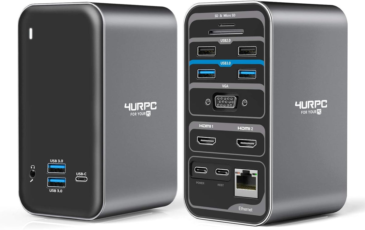15-in-1 USB C Docking Station with Dual HDMI, VGA, USB, RJ45 F935