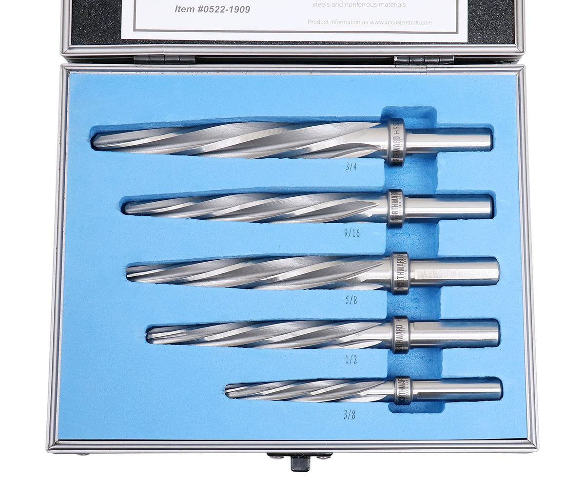 5 Pc H.S.S. Spiral Flute Car Reamer Set with Aluminum Case E61871