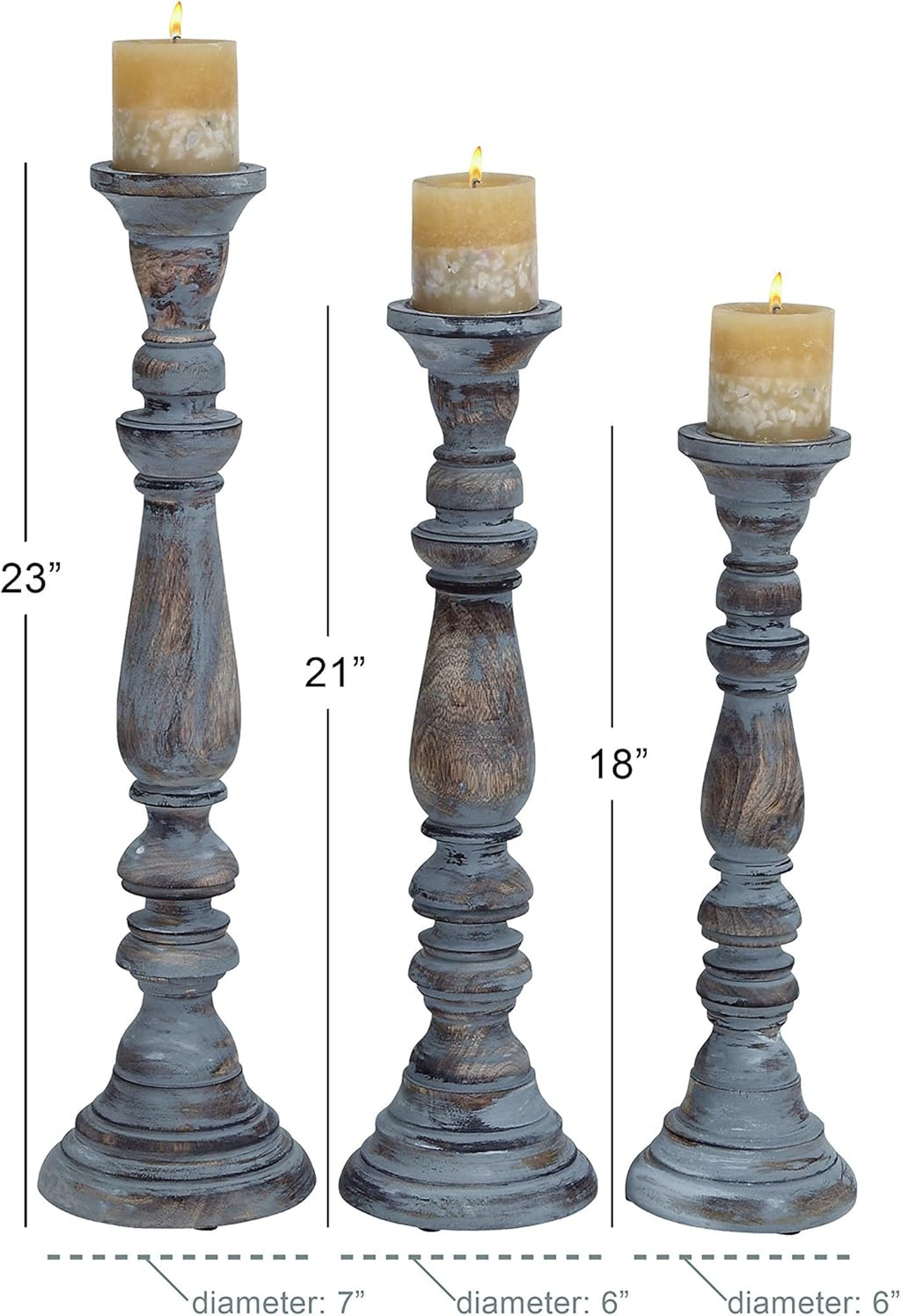 Wooden Candle Stand Set of 3 E716992