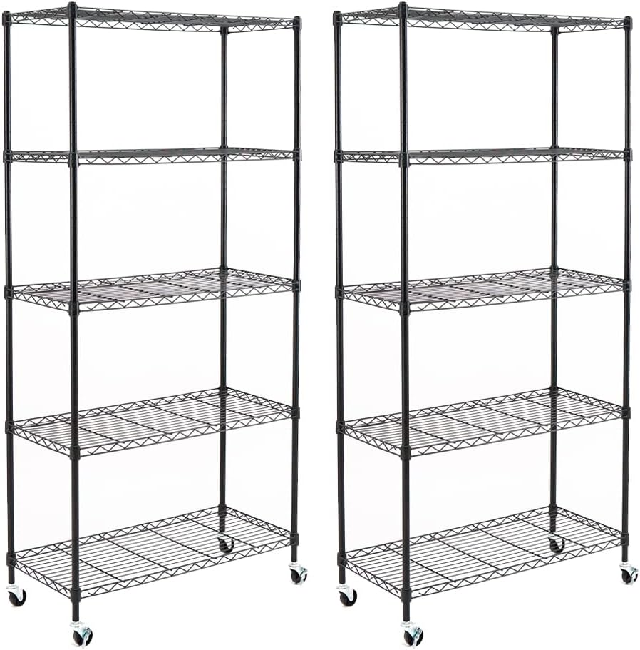 Black 4-Shelf Adjustable Carbon Steel Wire Shelving Unit M545
