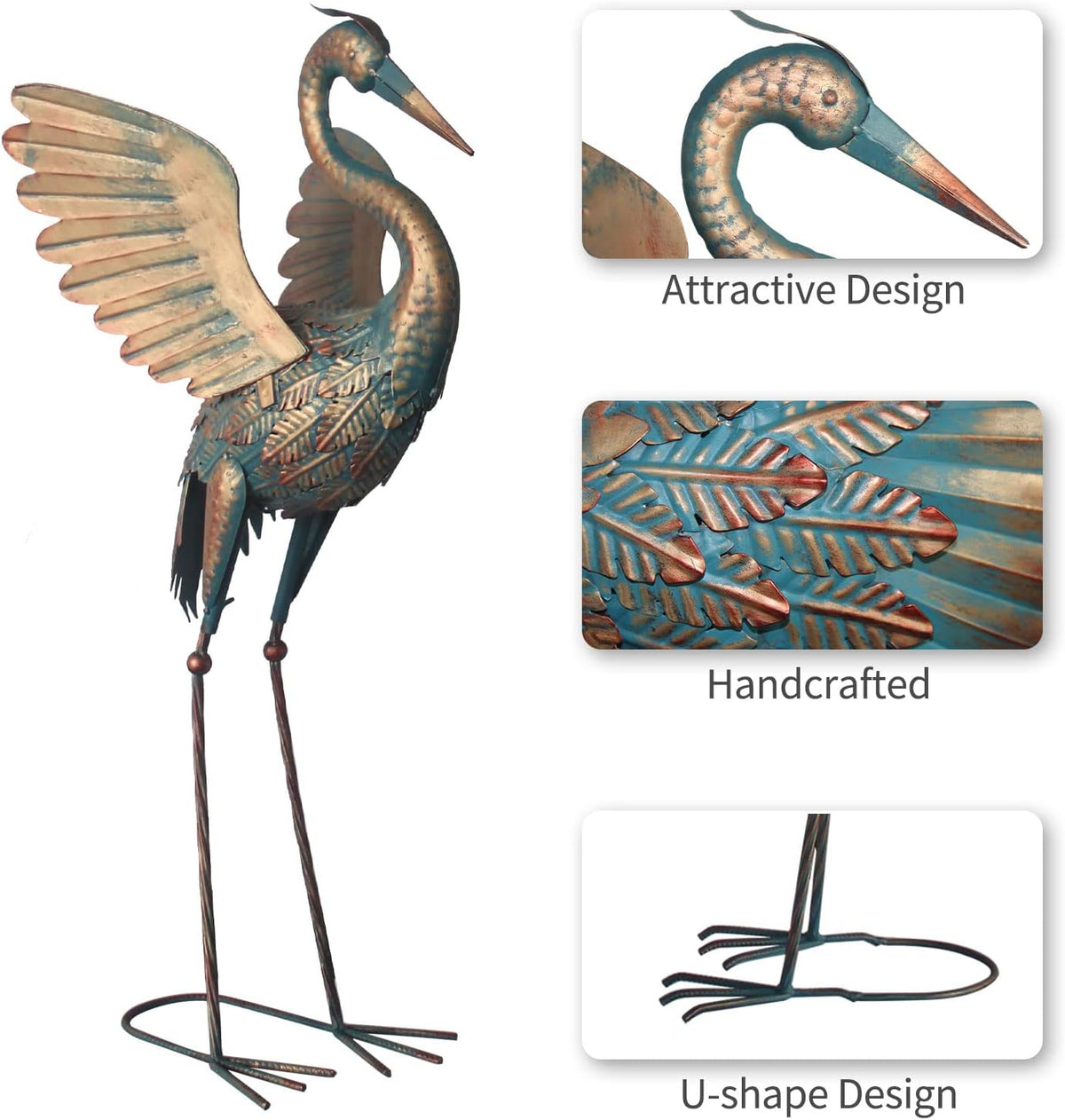 Set of 2 Metal Garden Crane Statues V18308