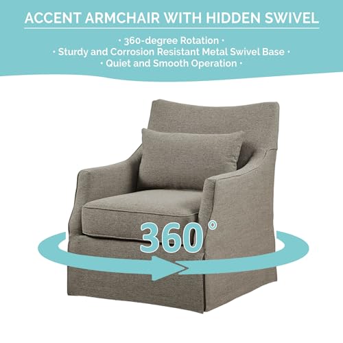 Beige Swivel Accent Armchair with Lumbar Pillow L850092