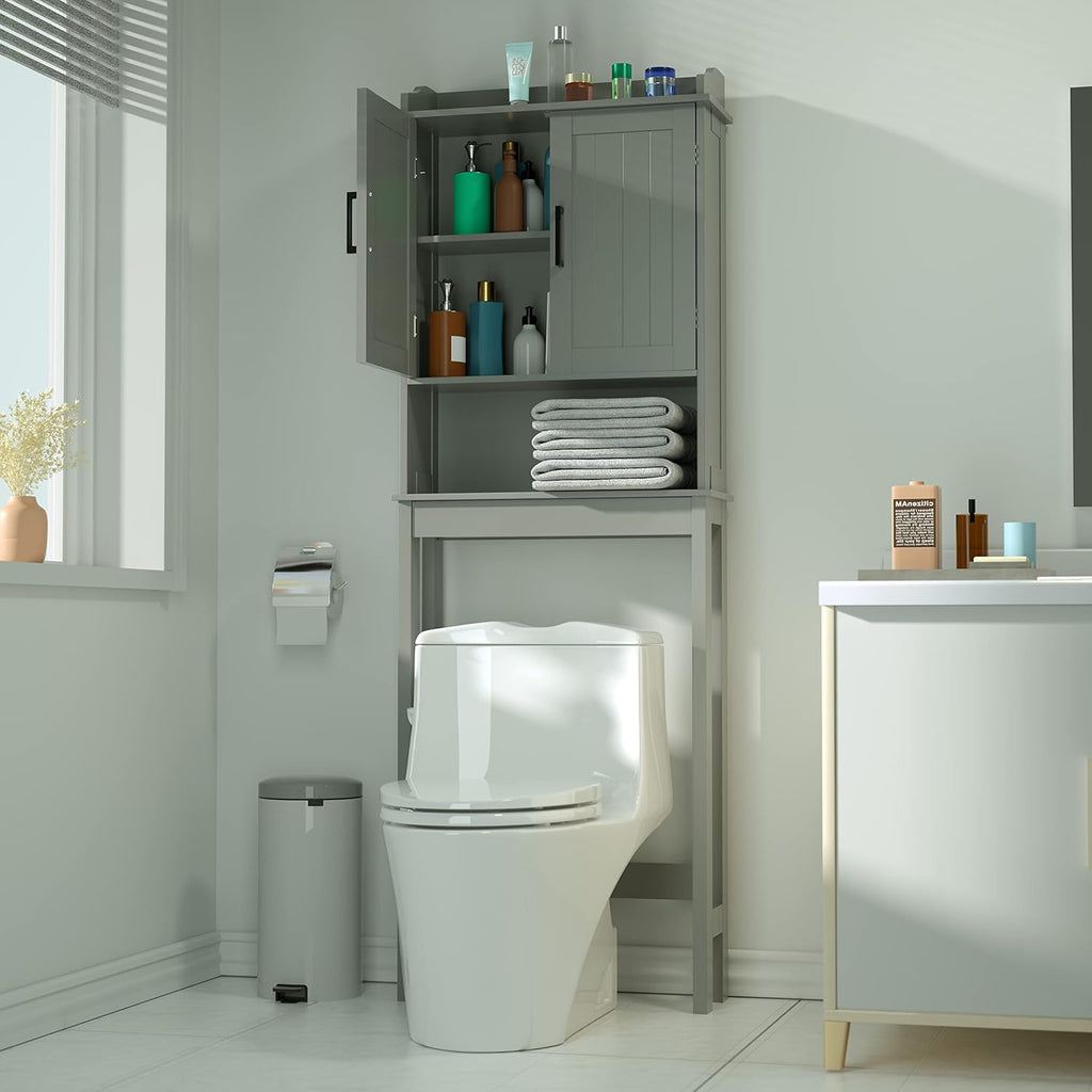Grey Over The Toilet Storage Cabinet with Adjustable Shelf E40507