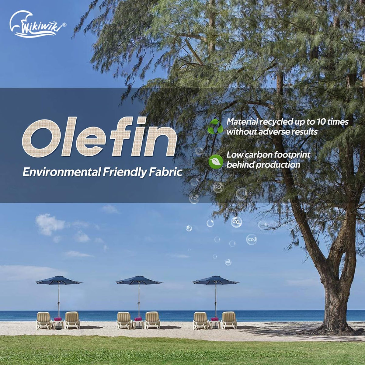 Olefin Rectangular Market Umbrella with Push Button Tilt S84917