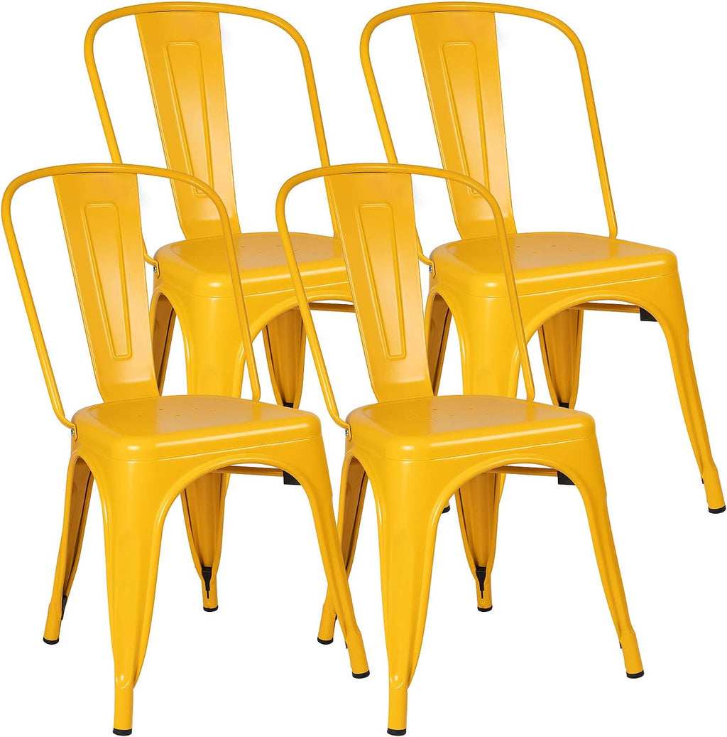 Grey Metal Stackable Dining Chairs Set of 4 D77196