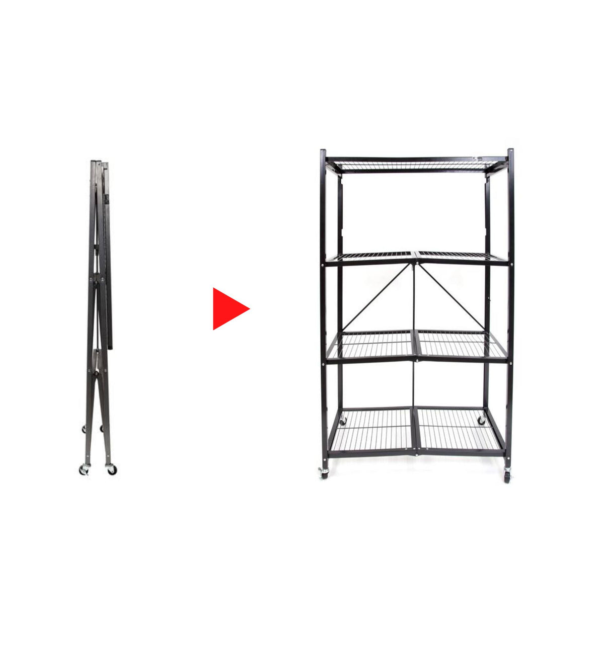 Large 4-Tier Heavy-Duty Rack with Casters Red U7262