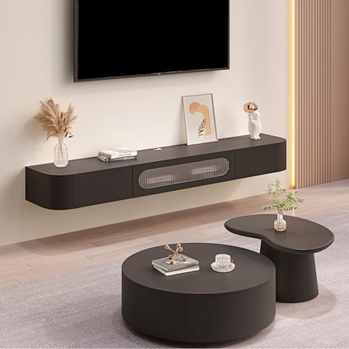 Grey 240CM Wall Mounted TV Stand with 2 Cabinets T245