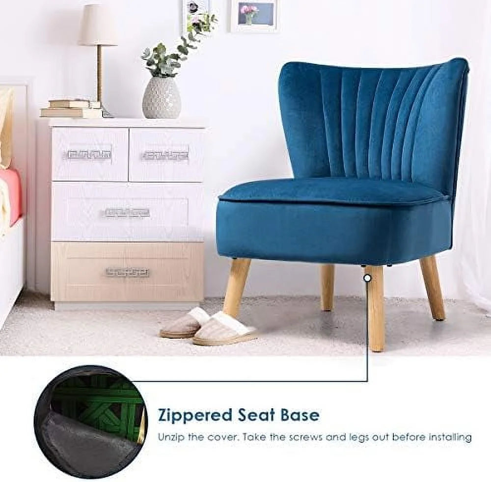 Velvet Accent Chair with Wood Legs A881
