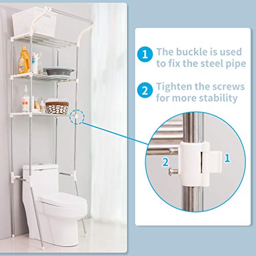 3-Tier Laundry Room Shelf with Clothes Hanging Rod W965