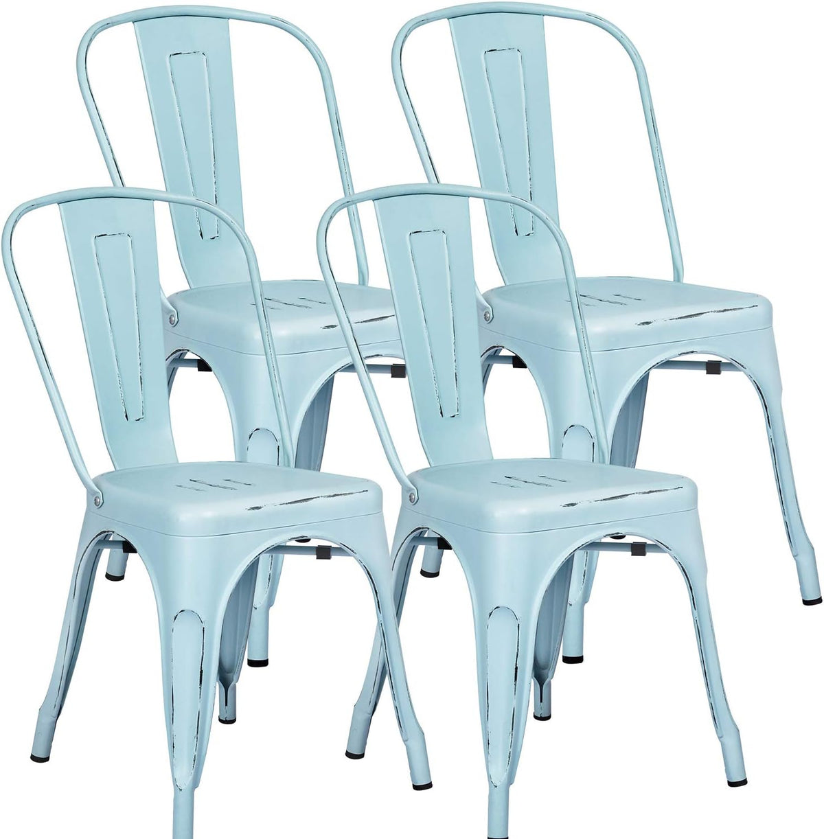 Grey Metal Stackable Dining Chairs Set of 4 D77196