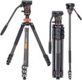 67 inches Carbon Fiber 4-Section Video Tripod with Fluid Drag Head X9635
